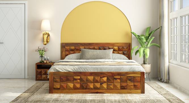 Diamond non storage bed (King Bed Size, Honey Oak Finish) by Urban Ladder - Front View Design 1 - 887829