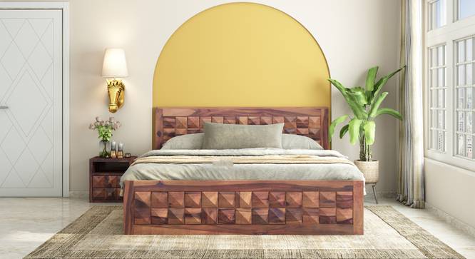 Diamond Storage bed (Teak Finish, King Bed Size, Box Storage Type, With Box Storage Configuration) by Urban Ladder - Front View Design 1 - 887861