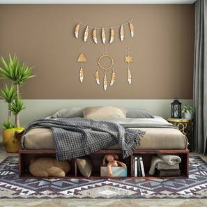 woodenmood Unicorn Solid Wood King Size Bed with Box Storage Bed in Teak Finish-picture-12
