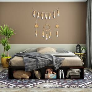 All Beds In Patna Design Diamond Solid Wood Queen Size Box Storage Bed in Walnut Finish