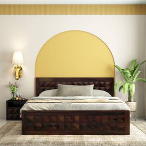 woodenmood Diamond Solid Wood King Size Drawer Storage Bed in Walnut Finish-picture-49