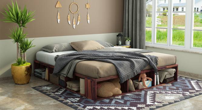 Unicorn Storage Bed (Teak Finish, King Bed Size, Box Storage Type, With Box Storage Configuration) by Urban Ladder - Front View Design 1 - 887884