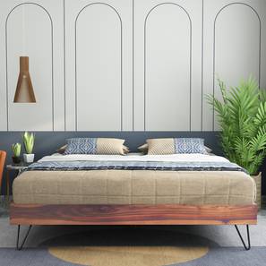 Beds With Storage Design Aurelio Solid Wood King Size Box Storage Bed in Teak Finish