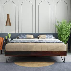 Beds With Storage Design Aurelio Solid Wood King Size Box Storage Bed in Walnut Finish