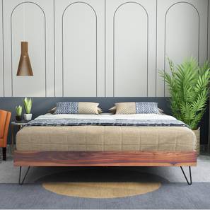 Beds With Storage Design Aurelio Solid Wood Queen Size Box Storage Bed in Teak Finish