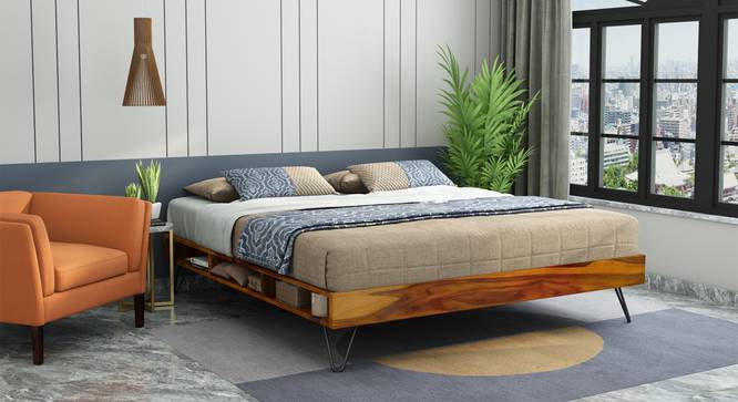 Aurelio Storage bed (King Bed Size, Honey Oak Finish) by Urban Ladder - Front View Design 1 - 887952