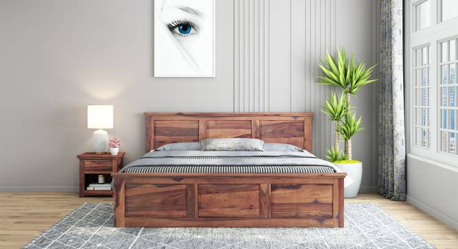 Stainfleld non storage bed (Teak Finish, King Bed Size) by Urban Ladder - Front View Design 1 - 887990