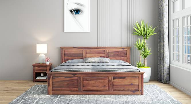 Stainfield Storage Bed (Teak Finish, King Bed Size, Box Storage Type, With Box Storage Configuration) by Urban Ladder - Front View Design 1 - 888027