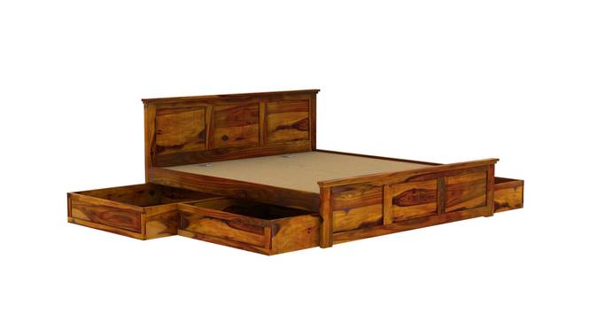 Rosalinda Storage Bed (Queen Bed Size, With Drawer Configuration, Drawer Storage Type, Honey Oak Finish) by Urban Ladder - Ground View Design 1 - 888039