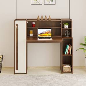 Walden Engineered Wood Study Table in Brown Maple & White Finish