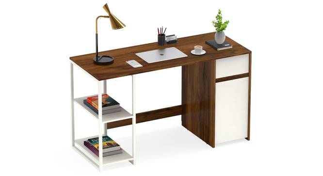 Corbyn Engineered Wood Study Table with Brown Maple & White finish (Brown Maple & White Finish) by Urban Ladder - Front View Design 1 - 888738
