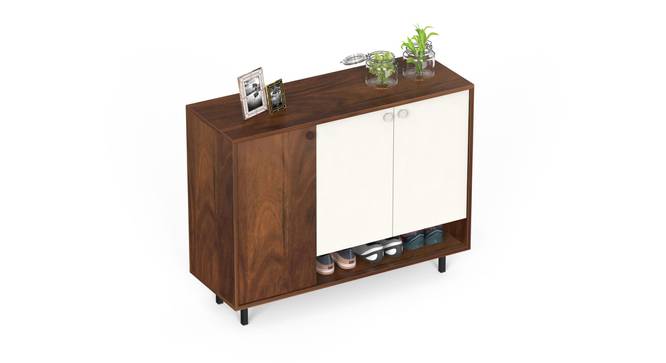 Prorage Engineered Wood Shoe Cabinet with Brown Maple & White finish (Brown Maple & White Finish) by Urban Ladder - Front View Design 1 - 888749