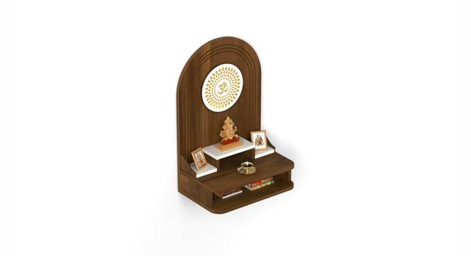 Siddhi Engineered Wood Wall Mounted Prayre Unit with Brown Maple & White finish (Brown Maple & White Finish) by Urban Ladder - Front View Design 1 - 888751