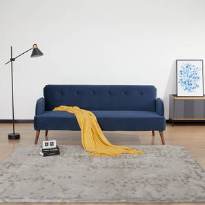 Solid Wood Sofa Beds Design 3 Seater Fold Out Sofa cum Bed In Blue Colour
