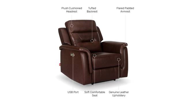 Valerano Leather 3 seater motorised recliner in brown colour (Brown, One Seater) by Urban Ladder - Cross View Design 1 - 888896