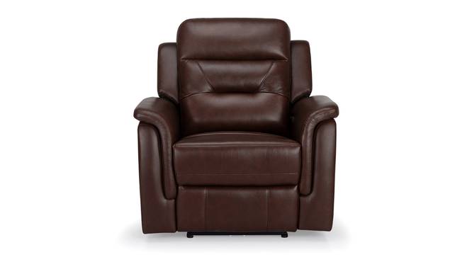 Valerano Leather 3 seater motorised recliner in brown colour (Brown, One Seater) by Urban Ladder - Front View Design 1 - 888938