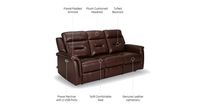 Valerano Leather 3 seater motorised recliner in brown colour (Brown, Three Seater) by Urban Ladder - Front View Design 1 - 888940