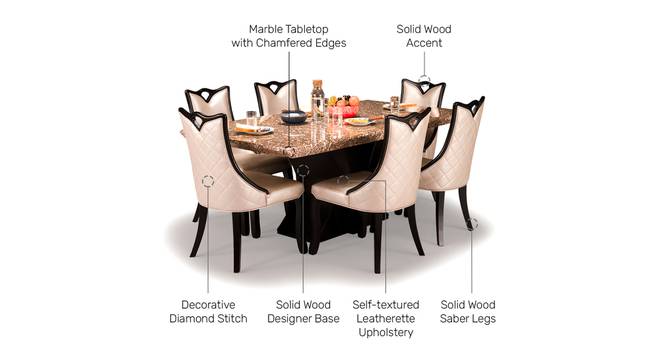 carmella marble 6 seater dining table set in coffee brown colour (Brown, Coffee Brown & Champagne Gold Finish) by Urban Ladder - Cross View Design 1 - 889003