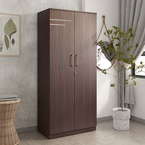 Asher Engineered Wood 2 Door Wardrobe Without Mirror in Choco Walnut Finish-image-23