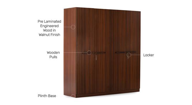 Robinson Wardrobe (Classic Walnut Finish, 4 Door Configuration) by Urban Ladder - Design 1 Side View - 889110