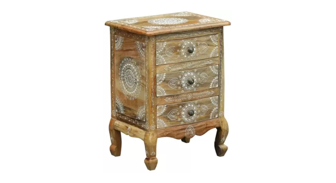 Fable Solid Wood Hand painted Bedside In Natural Colour (Painted Finish) by Urban Ladder - Front View Design 1 - 889463