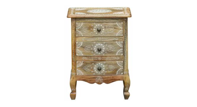 Fable Solid Wood Hand painted Bedside In Natural Colour (Painted Finish) by Urban Ladder - Design 1 Side View - 889464