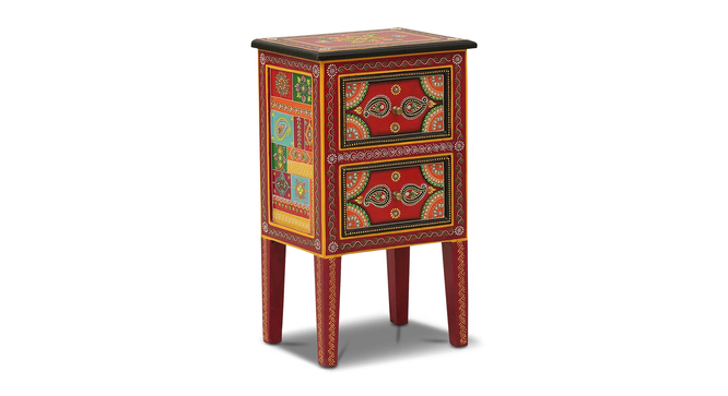 Aerowyn Solid Wood Hand painted End Table In Multicolour (Painted Finish) by Urban Ladder - Front View Design 1 - 889525