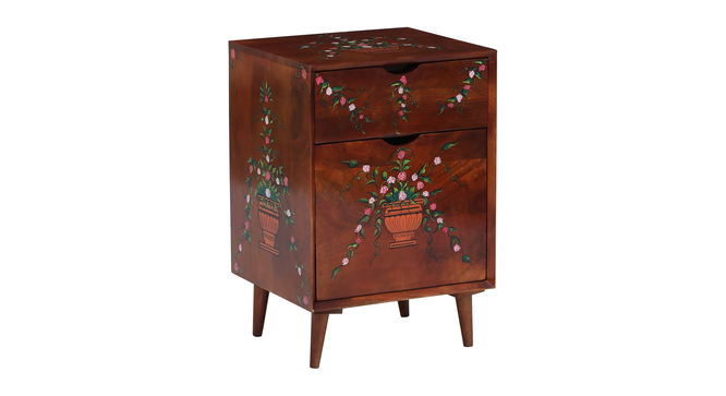 Jalin Solid Wood Bedside Table In Hand Painted Multicolour (Glossy Finish) by Urban Ladder - Front View Design 1 - 889531