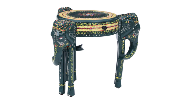 Aerowyn Solid Wood End Table In Hand Painted Multicolour (Painted Finish) by Urban Ladder - Front View Design 1 - 889533