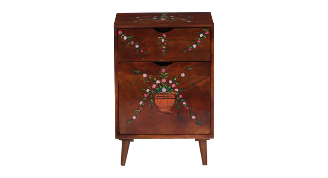 Jalin Solid Wood Bedside Table In Hand Painted Multicolour (Glossy Finish) by Urban Ladder - Design 1 Side View - 889540