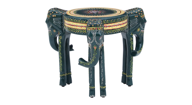 Aerowyn Solid Wood End Table In Hand Painted Multicolour (Painted Finish) by Urban Ladder - Design 1 Side View - 889542