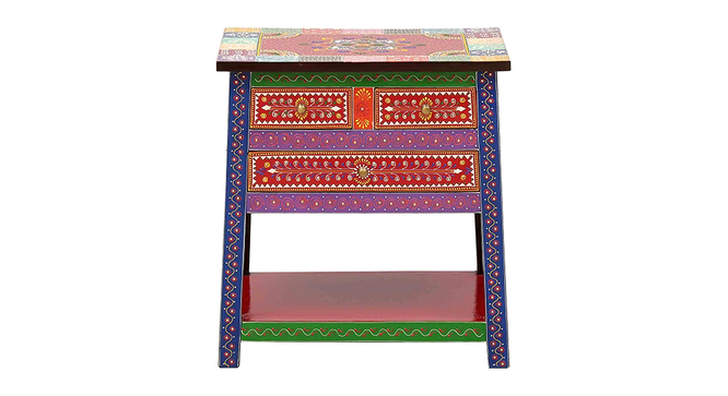 Juniper Solid Wood Hand painted Bedside In Multicolour (Painted Finish) by Urban Ladder - Design 1 Side View - 889569