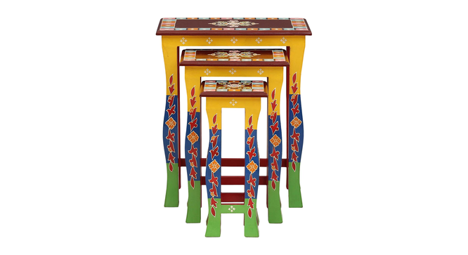 Thalassin Solid Wood Hand painted Nested Side Table In Multicolour (Painted Finish) by Urban Ladder - Design 1 Side View - 889570