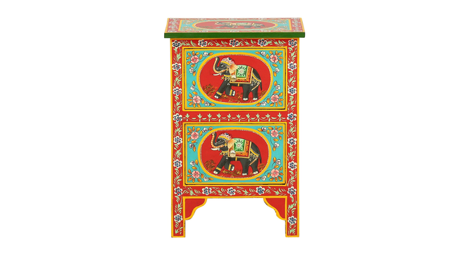 Magnus Solid Wood Hand painted End Table In Multicolour (Painted Finish) by Urban Ladder - Design 1 Side View - 889598