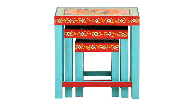Solid Wood Hand  painted  Nested  Table In  Multicolour (Painted Finish) by Urban Ladder - Design 1 Side View - 889601