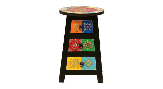 zyleria Solid Wood Hand painted End Table In Multicolour (Painted Finish) by Urban Ladder - Design 1 Side View - 889603