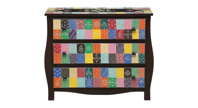 Amara Solid Wood Hand Painted Chest Of Drawer in MultiColour (Painted Finish) by Urban Ladder - Design 1 Side View - 889627