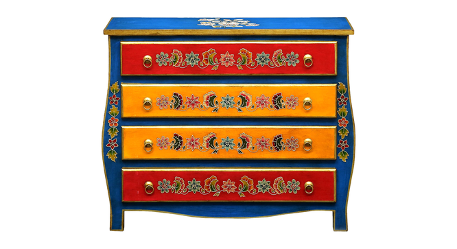Evadne Solid Wood Hand Painted Chest Of Drawer in MultiColour (Painted Finish) by Urban Ladder - Design 1 Side View - 889629