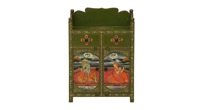 Seren Solid Wood Hand painted Cabinet In Green Colour (Painted Finish) by Urban Ladder - Design 1 Side View - 889652