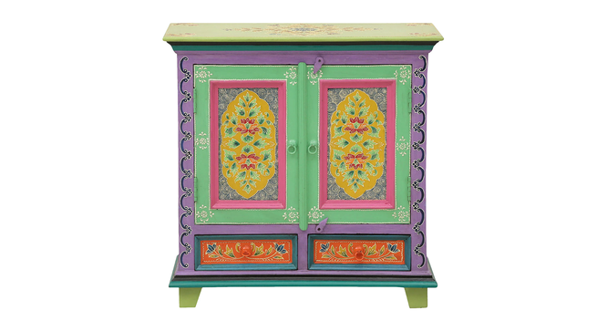 Selene Solid Wood Hand painted Cabinet In Multicolour (Painted Finish) by Urban Ladder - Design 1 Side View - 889655