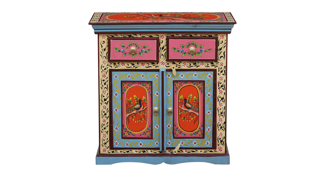 Amara Solid Wood Hand painted Cabinet In Multicolour (Painted Finish) by Urban Ladder - Design 1 Side View - 889686