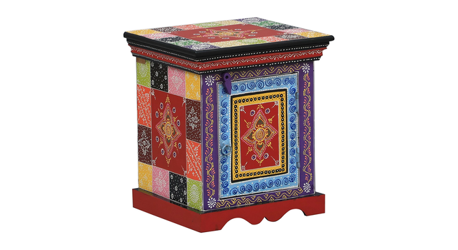 Theron Solid Wood Hand painted Bedside In Multicolour (Painted Finish) by Urban Ladder - Front View Design 1 - 889711