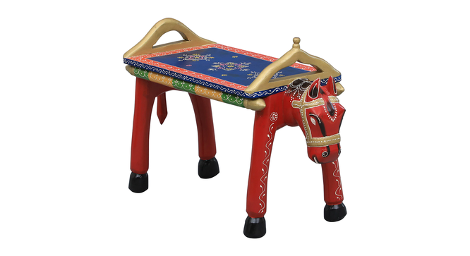 Calliope Solid Wood Hand painted End Table In Red Colour (Painted Finish) by Urban Ladder - Front View Design 1 - 889713