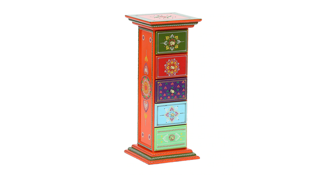 Eulalia Solid Wood Hand Painted Chest of 5 Drawer in MultiColour (Painted Finish) by Urban Ladder - Front View Design 1 - 889716