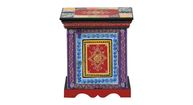 Theron Solid Wood Hand painted Bedside In Multicolour (Painted Finish) by Urban Ladder - Design 1 Side View - 889721