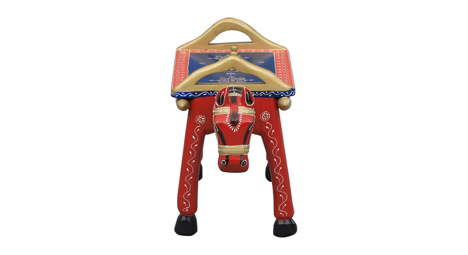 Calliope Solid Wood Hand painted End Table In Red Colour (Painted Finish) by Urban Ladder - Design 1 Side View - 889723