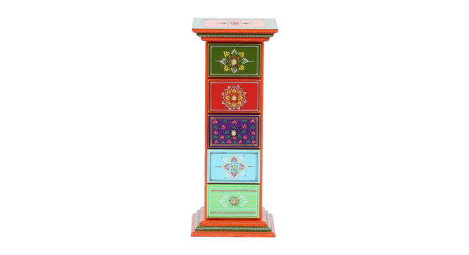 Eulalia Solid Wood Hand Painted Chest of 5 Drawer in MultiColour (Painted Finish) by Urban Ladder - Design 1 Side View - 889724
