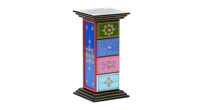 Isolde Solid Wood Hand Painted Chest of 4 Drawer in MultiColour (Painted Finish) by Urban Ladder - Front View Design 1 - 889751