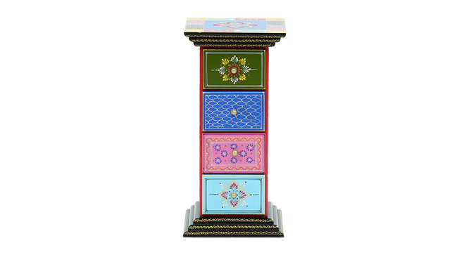 Isolde Solid Wood Hand Painted Chest of 4 Drawer in MultiColour (Painted Finish) by Urban Ladder - Design 1 Side View - 889759