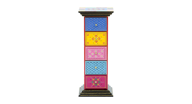 Leopold Solid Wood Hand Painted Chest of 5 Drawer in MultiColour (Painted Finish) by Urban Ladder - Design 1 Side View - 889761
